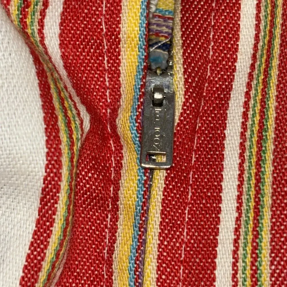 Vintage 80s Garment Cover Custom Made Striped Talon Zipper Button Full Length